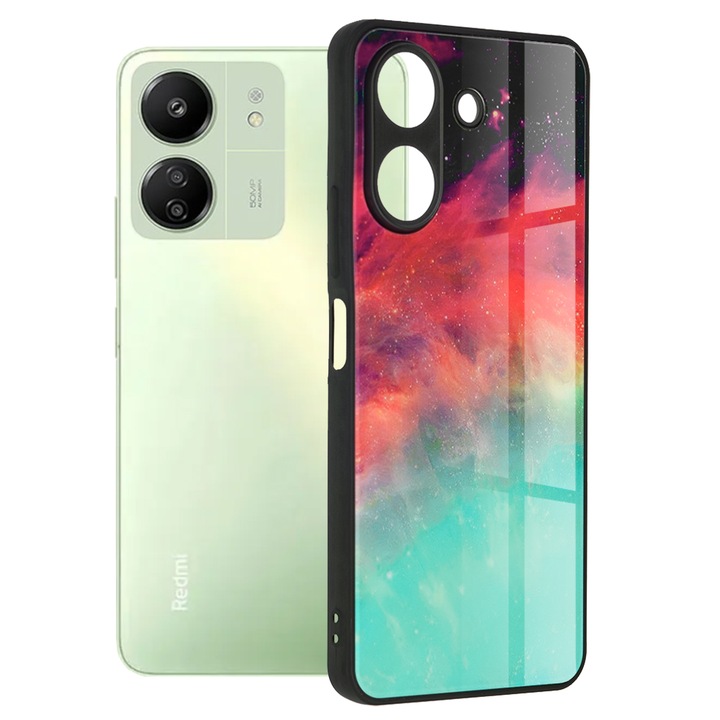 Xiaomi Redmi 13C 4G / Poco C65 Daden® Glaze Series borítója, ütésálló, prémium minőségű, piros / zöld
