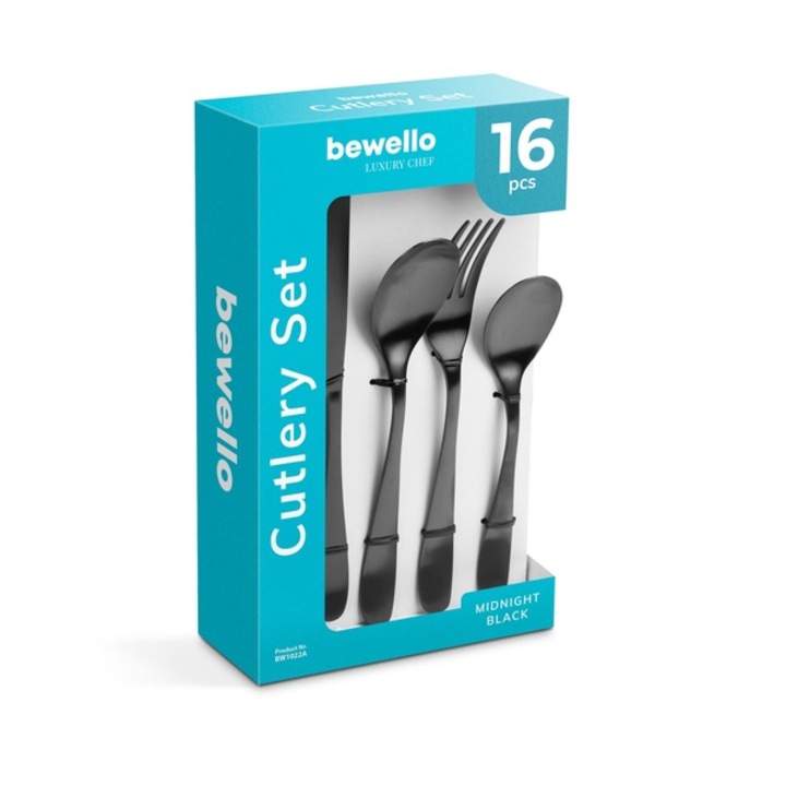 Комплект прибори - черен мат - 16 бр