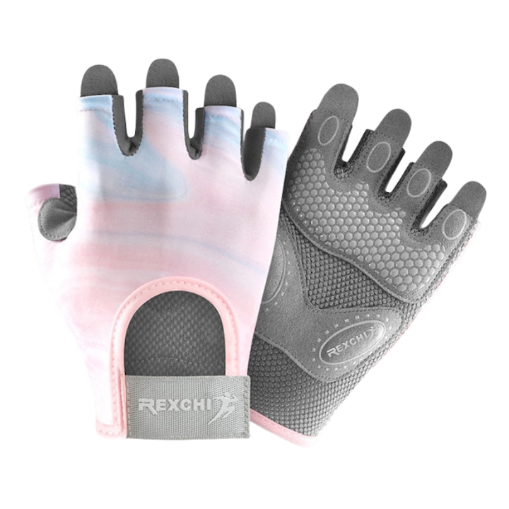 Спортни и фитнес ръкавици за жени, неплъзгащи се и дишащи, розови, размер М