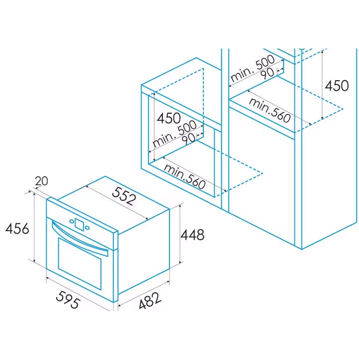 Cuptor electric, EOE-4530 X, Edesa, Incorporabil, 40 L, 45 cm h, sticla neagra/inox, EasyClean, LED, 8 programe