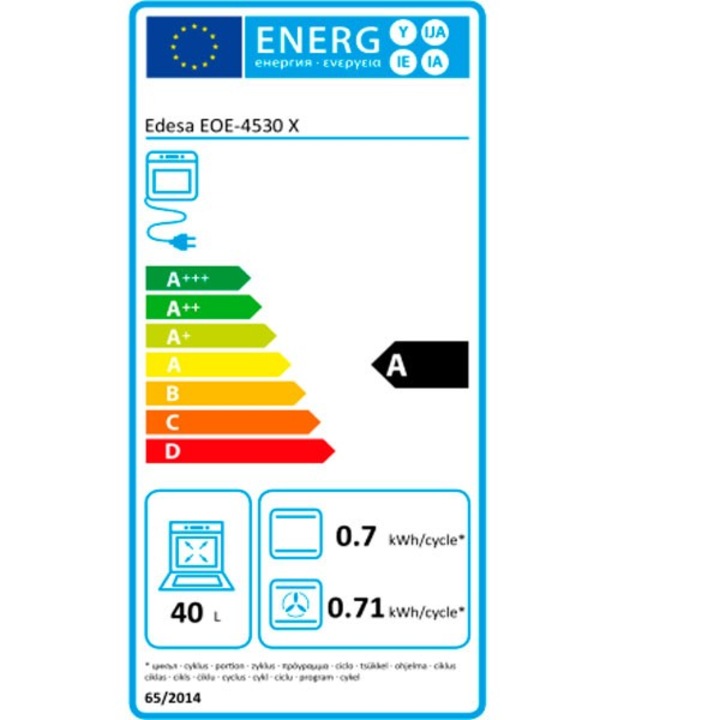 Cuptor electric, EOE-4530 X, Edesa, Incorporabil, 40 L, 45 cm h, sticla neagra/inox, EasyClean, LED, 8 programe