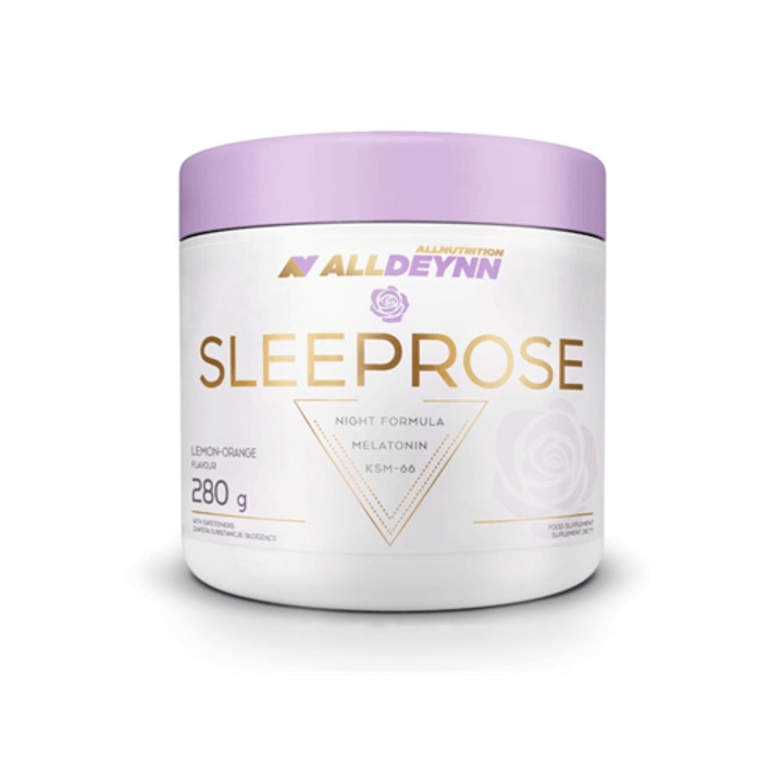 Supliment alimentar, ALLDEYNN SLEEPROSE, 280g, aroma Portocala tropicala, somn odihnitor, exract de ashwagandha, relaxare