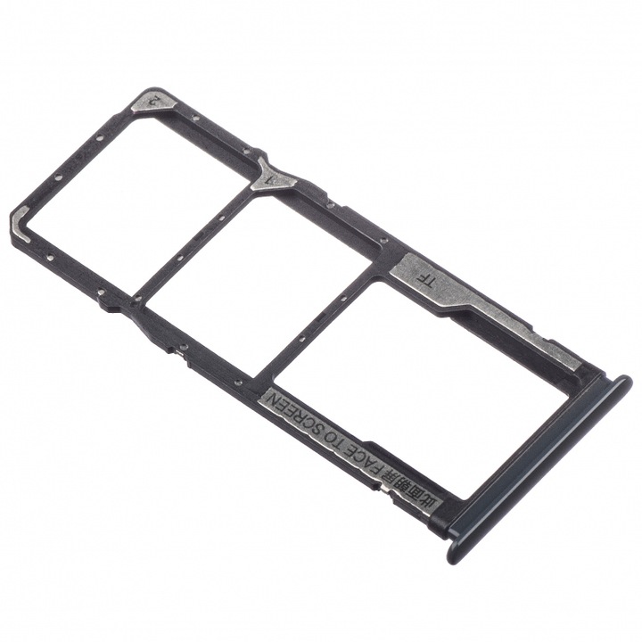 Suport SIM si card Micro-SD compatibila cu Xiaomi Redmi Note 9, metal, Negru