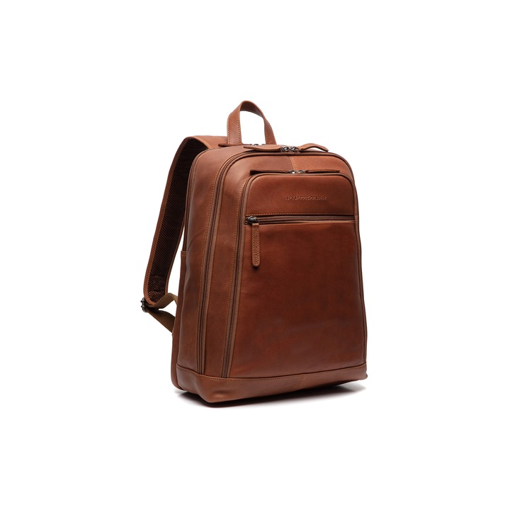 Rucsac cu compartiment laptop 14 inch, The Chesterfield Brand, din piele naturala, Detroit, Maro coniac