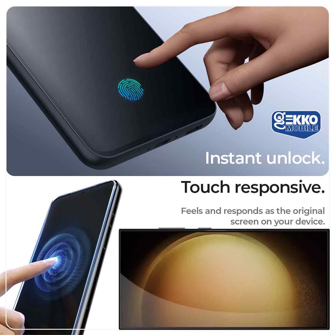 Folie sticla ecran pentru Samsung Galaxy S24 Ultra - HD UltraClear 6D,  UltraThin, cu contur negru, Full Glue, acoperire totala si amprenta  functionala, GEKKO™ 