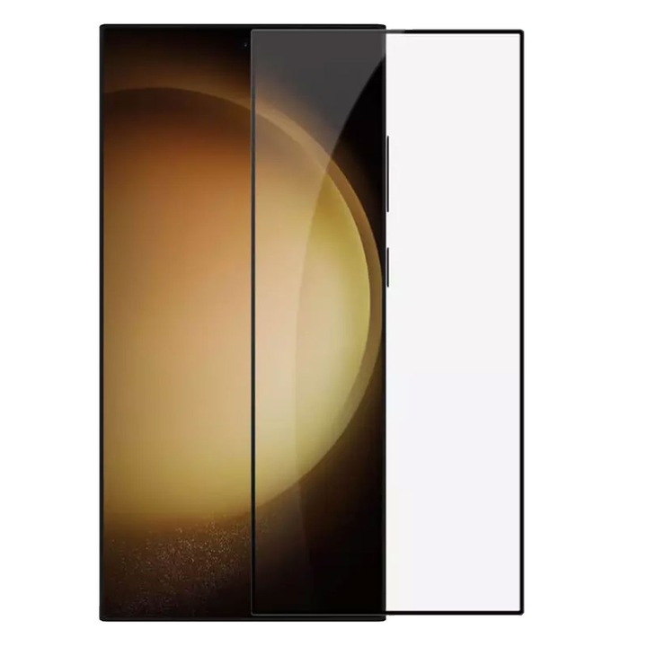 Folie sticla ecran pentru Samsung Galaxy S24 Ultra - HD UltraClear 6D, UltraThin, cu contur negru, Full Glue, acoperire totala si amprenta functionala, GEKKO™ Clear Transparenta