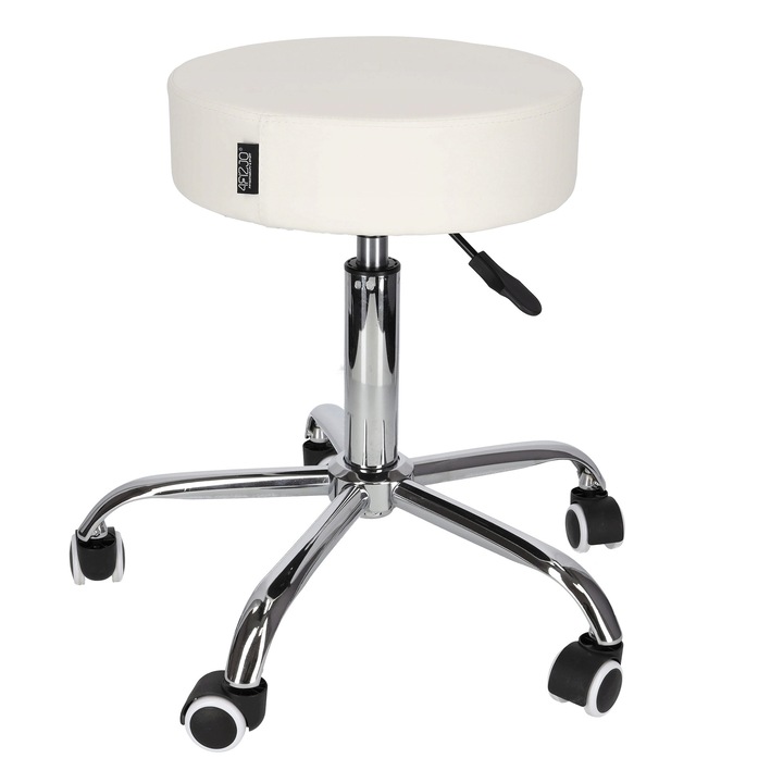 Forgó masszázsfotel, 4FIZJO, Ökológiai bőr/Fém, Fehér