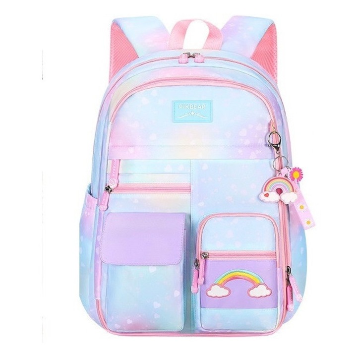 Ghiozdan pentru fete, MAAGI, 30x16x41cm, Curcubeu