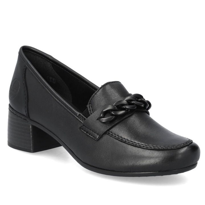 Rieker Дамски черни кожени обувки с плоски ток Rieker 41660-00