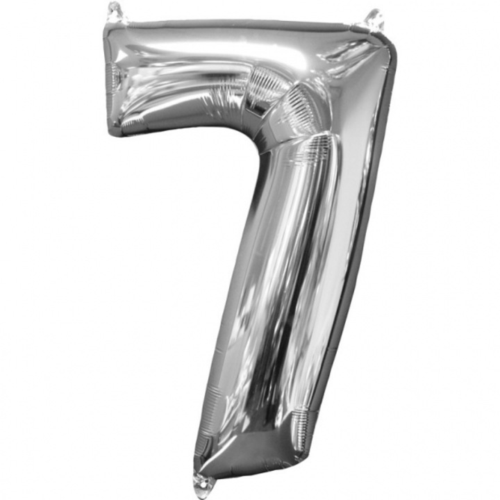 Балон за парти, цифра 7, Anagram, фолио, сребрист