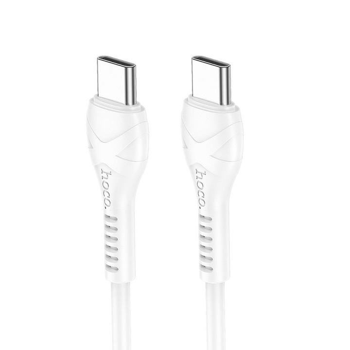 USB-C adatkábel, töltőkábel, USB-C-USB-C (USB Type-C), fehér, 60W 3A 1m, Hoco X37