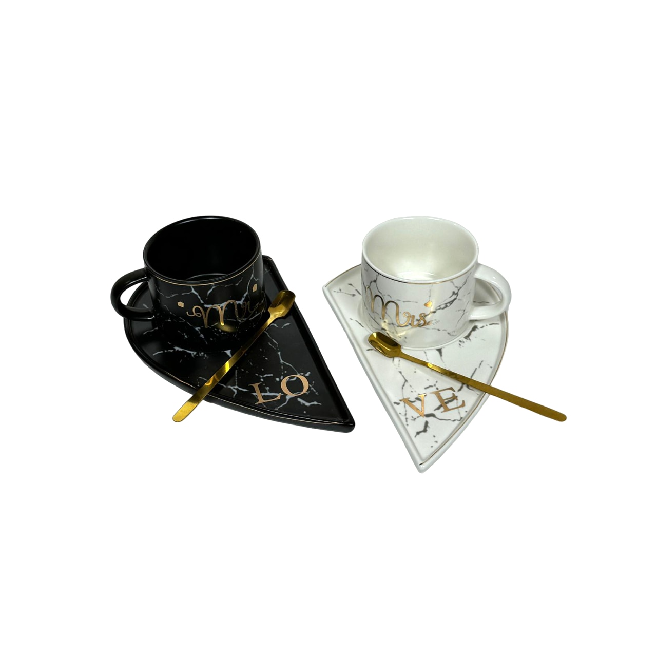 Set cadou de 2 cesti de cafea cu 2 farfurioare si 2 lingurite Mr