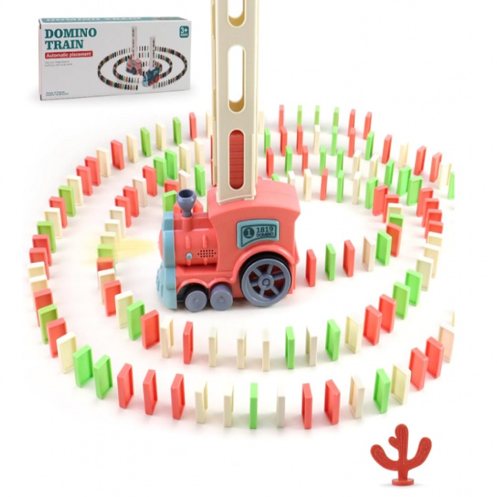 Домино влак играчка QttvbTna, ABS, 180 части, многоцветни