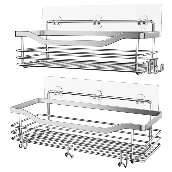 Set 2 rafturi dus, Inox, Argintiu