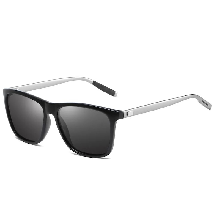 Поляризирани слънчеви очила за мъже, Поликарбонат/Алуминиева сплав, Черни