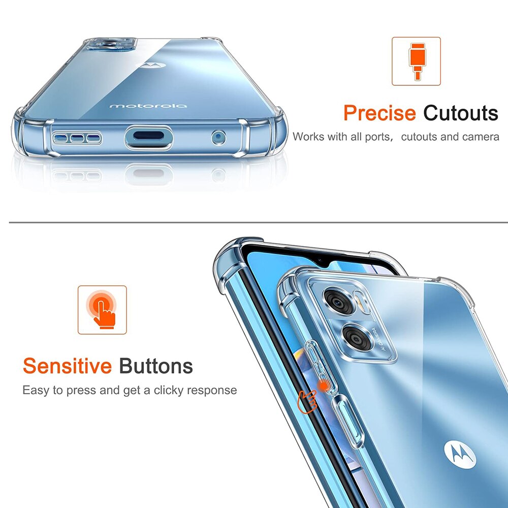 Husa antisoc pentru Motorola Moto E22 / Moto E22i, Accesorio Shockproof Silicone, Transparent