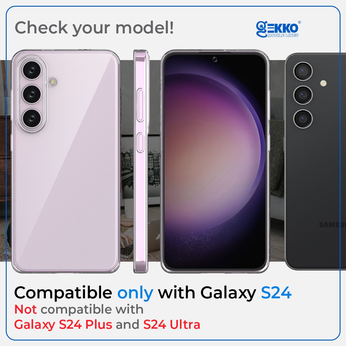 Husa pentru Samsung S24, din silicon gel, Clear, Ultrasubtire 0.3mm, Gekko, Transparenta