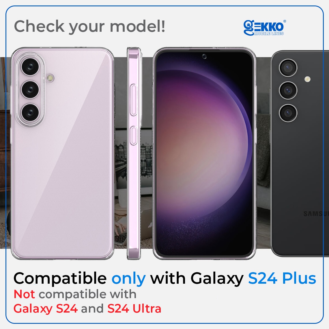 Husa pentru Samsung S24 Plus, din silicon gel, Clear, Ultrasubtire 0.3mm, Gekko, Transparenta