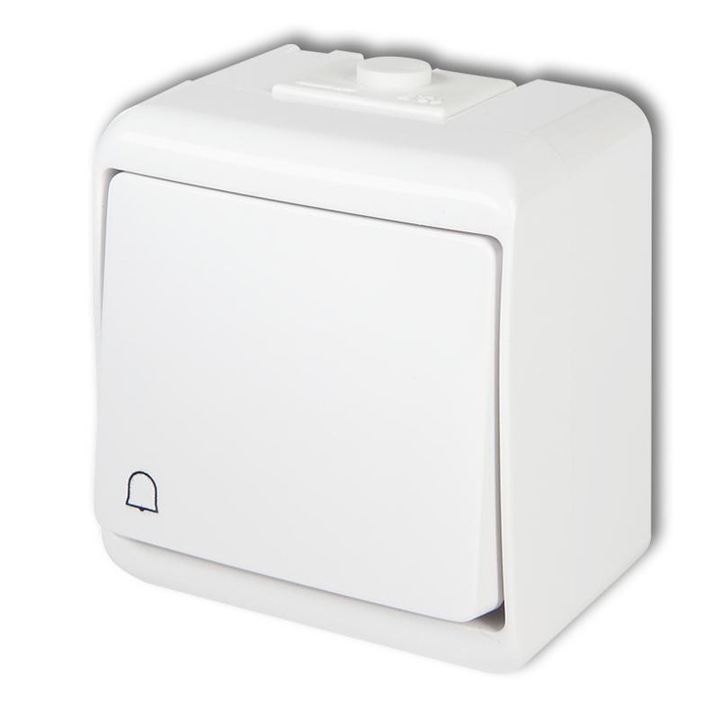 Ajtócsengő kapcsoló, Karlik, IP54, 16A, 250V, Fehér