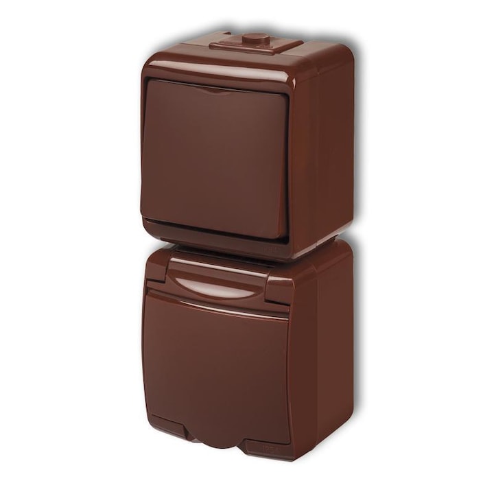 Set intrerupator/priza, Karlik, IP54, Maro