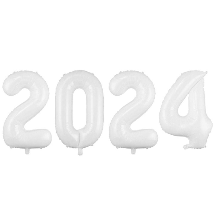 Set 4 baloane folie cifre 100 cm, 2024, alb