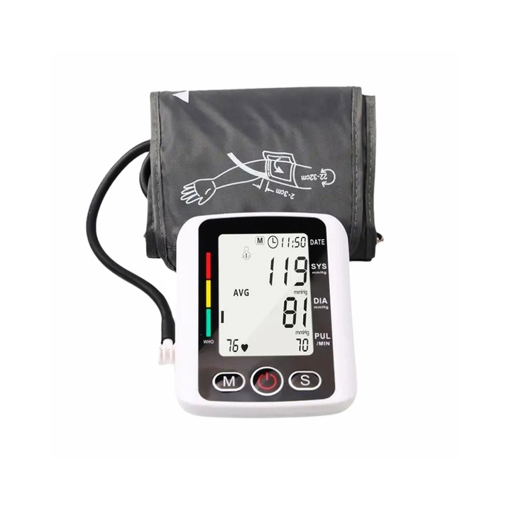 Tensiometru Electronic Bigshot, Afisaj Digital, Masurare Tensiune Sistolica si Diastolica, 180 Memorii