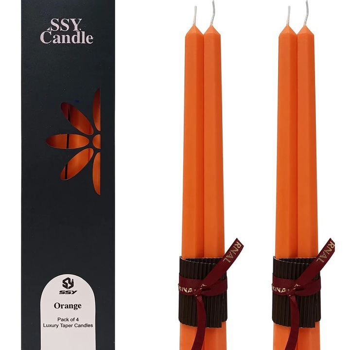 Set 4 lumanari orange, 25cm