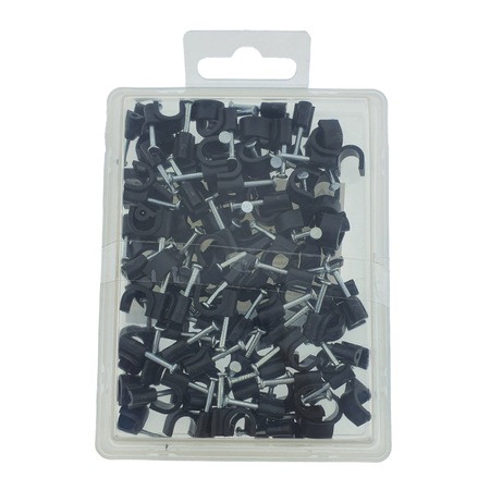 Set 100 bucati cleme cablu 7mm, cui de otel 18mm, pentru prindere si ...