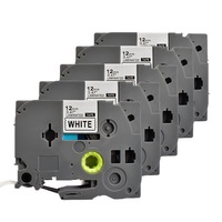 Pachet 5 bucati banda etichete laminate compatibila Brother TZe-231 12 mm culoare negru / alb