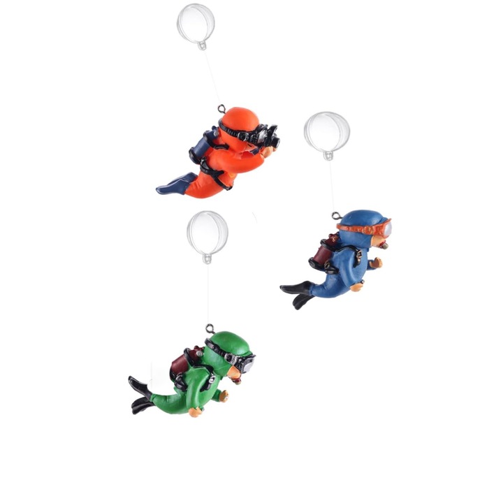 Set 3 decoratiuni acvariu, Pentru pesti mici si mijlocii, potrivit pentru toate terariile, acvarii, de apa dulce si apa sarata, Rasina, Multicolor