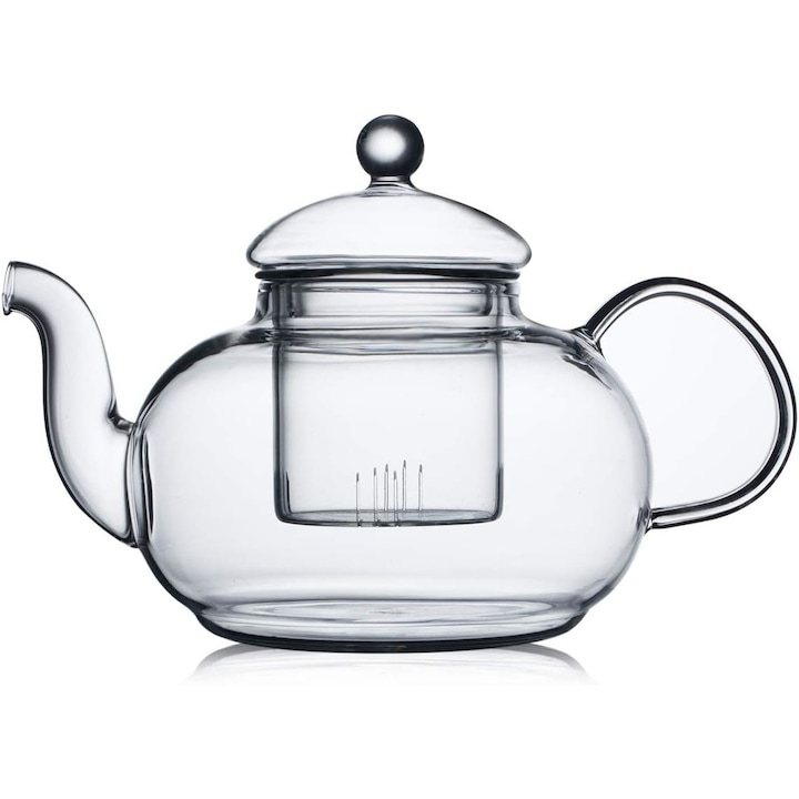 Ceainic termo, pentru ceai/cafea, Sticla, 1200 ml, Transparent, JENUOS®