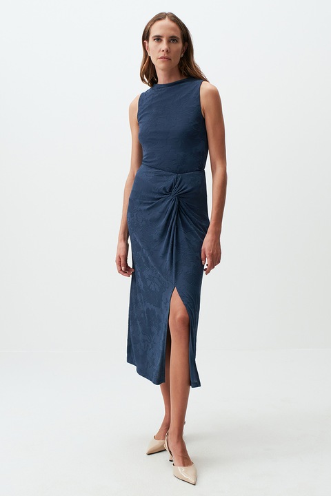 JIMMY KEY, Fusta midi cu imprimeu floral, Albastru inchis, XL