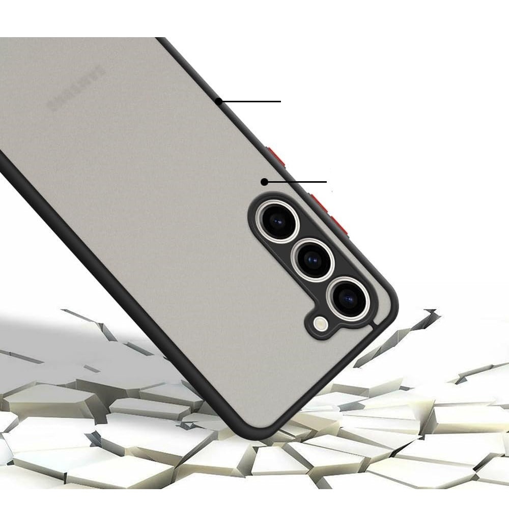 Husa hibrid ALC compatibila cu Samsung Galaxy S23 5G, husa de protectie rezistenta la zgarieturi, rezistenta la socuri, cadru TPU negru cu capac dur usor transparent pe spate