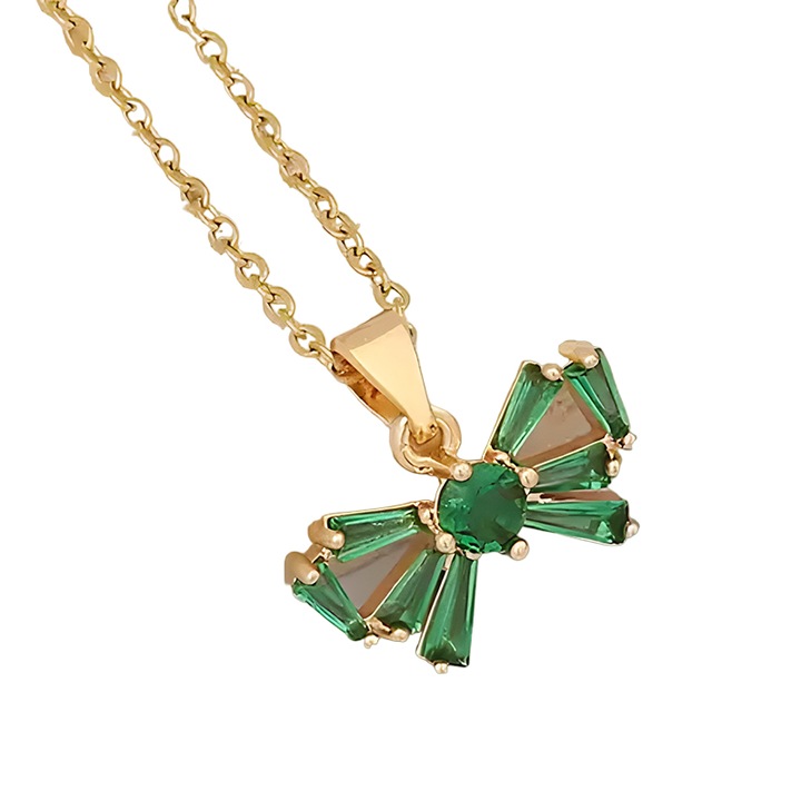 Lant dama, pandantiv fundinta eleganta, model delicat minimalist, tematica I love fashion, verde, EFAYN