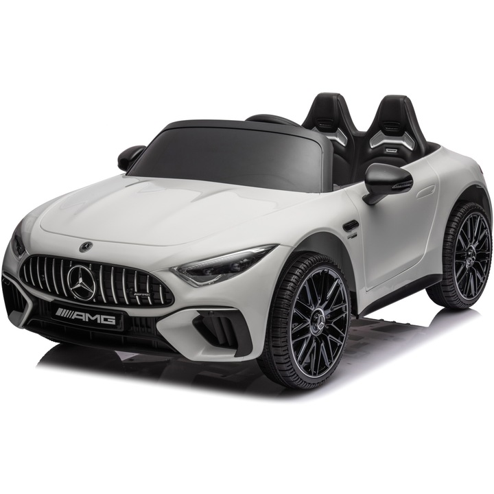 Електрическа кола Mappy Mercedes SL63 AMG, EVA джанти, Кожена седалка, Бял