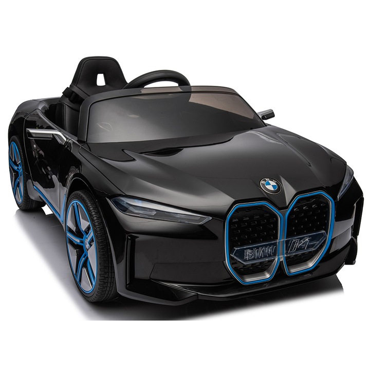 Електрическа кола Mappy BMW I4, EVA гуми и кожена седалка, Черен