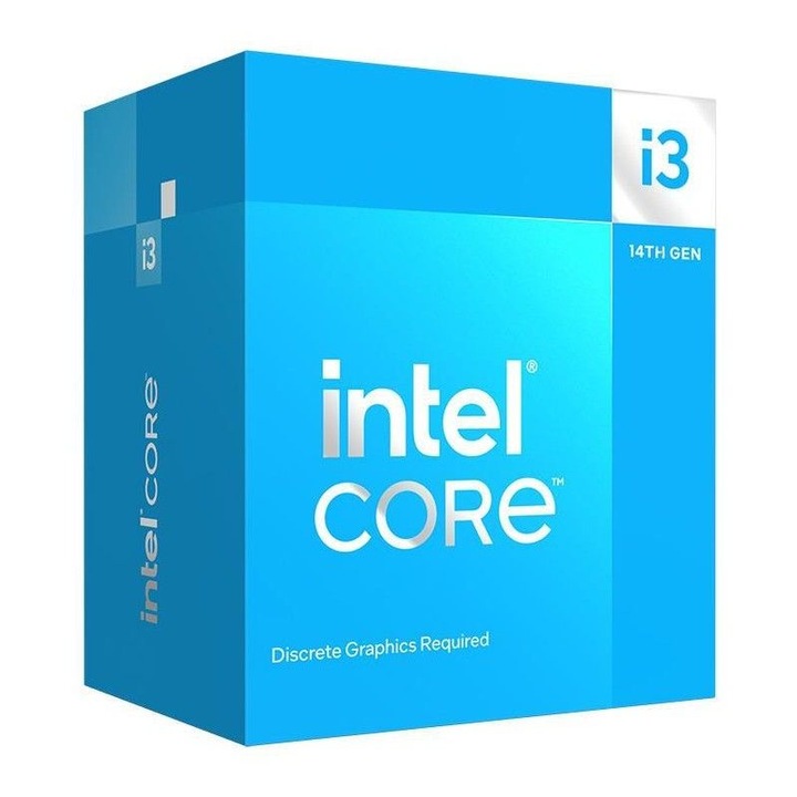Процесор Intel Core i3-14100F, сокет 1700, 4 C / 8 T, 3.50 GHz - 4.70 GHz, 12 MB кеш, 58 W