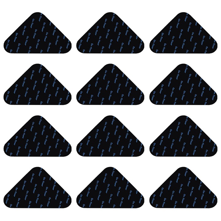 Set 12 Antiderapante Pentru Fixarea Covoare, Yefound®, triunghi, Reutilizabil, Lavabil, Auto Adezive, Negru