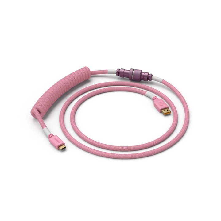 Kábel mechanikus billentyűzethez Glorious Coiled Cable USB-A - USB-C, Pixel Pink