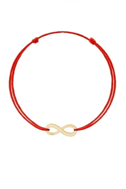 Bratara din snur rosu cu pandantiv in forma de infinit din Aur de 8k, lungime ajustabila