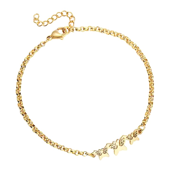 Női karkötő, pillangós medálok, elegáns modell, állítható, Imádom a pillangótémát, világos arany, EFAYN