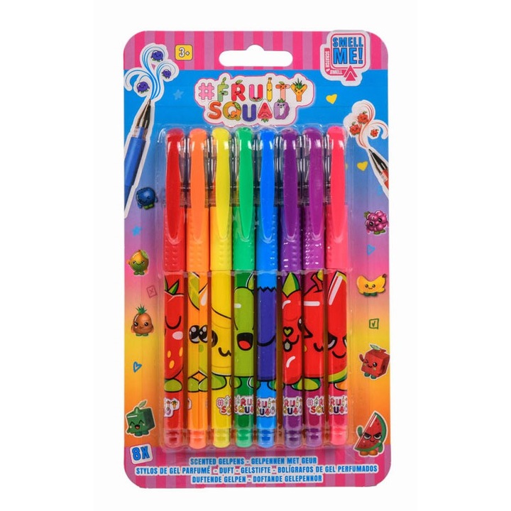 Комплект от 8 ароматизирани гел химикалки, без механизъм, многоцветни