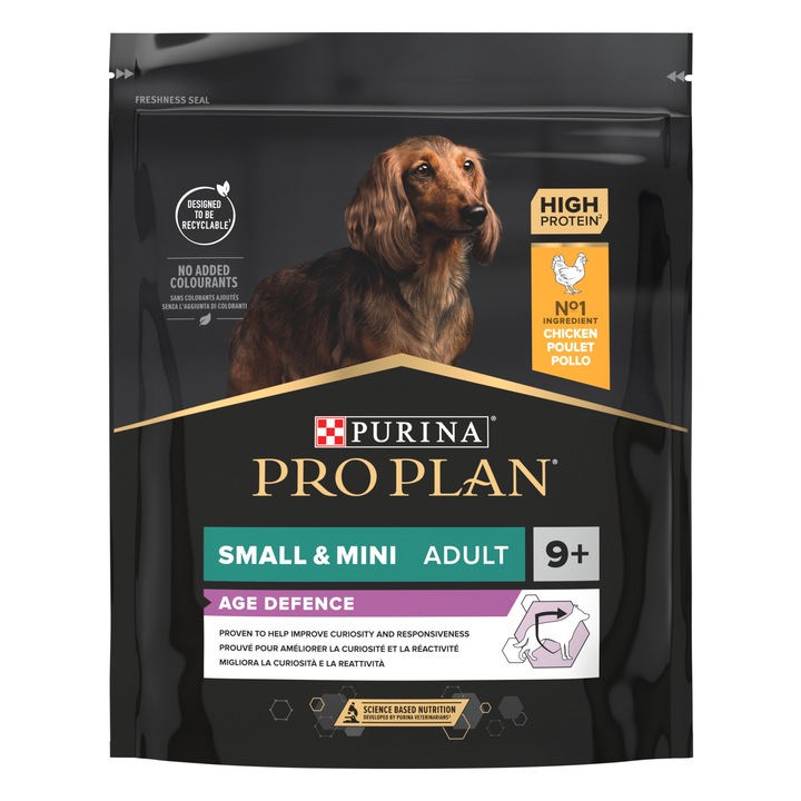 Суха храна, Purina Pro Plan Small & Mini Adult 9+ Age, defence за възрастни кучета от малки и мини породи над 9 годишна възраст, пиле