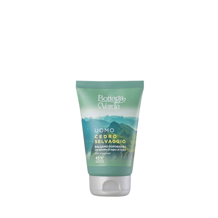 Balsam Dupa Barbierit, Bottega Verde, cu Extract de Lemn de Cedru, Cedro Selvaggio, Hidrateaza si Calmeaza Pielea Sensibila, Ideal Dupa Ras, pentru Hidratare Intensa, Catifelare si Revitalizare, Potrivit pentru Toate Tipurile de Ten, 75 ml