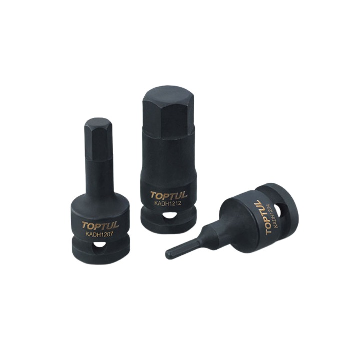 Cheie bit de impact Toptul, prindere patrat 1/2 inch, profil hexagonal, deschidere cheie 9 mm, lungime 60 mm, crom molibden