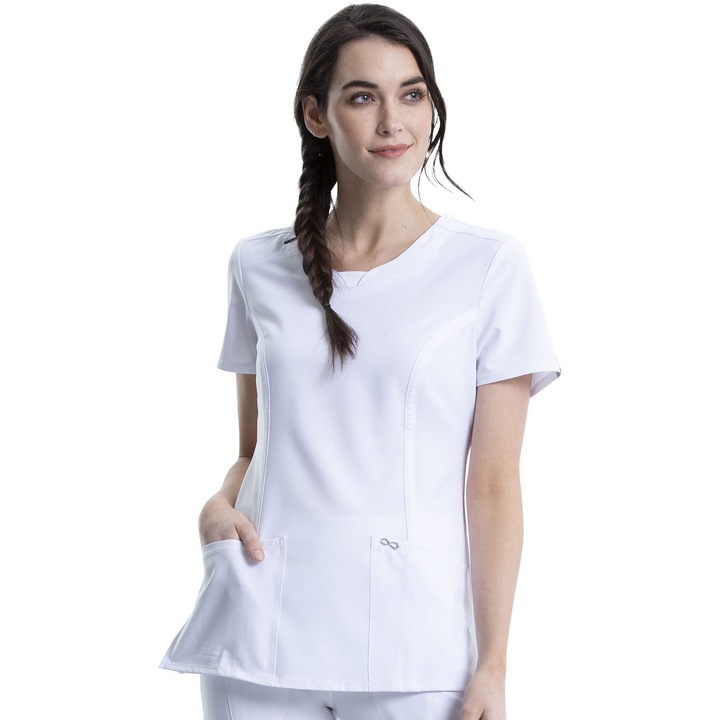 Halat Medical Infinity Round Neck White, Marimea M