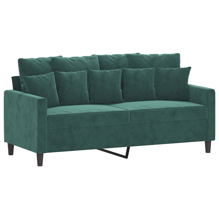 2-местен диван vidaXL, Тъмнозелен, 158 x 77 x 80 см, Кадифе, 21.05 kg