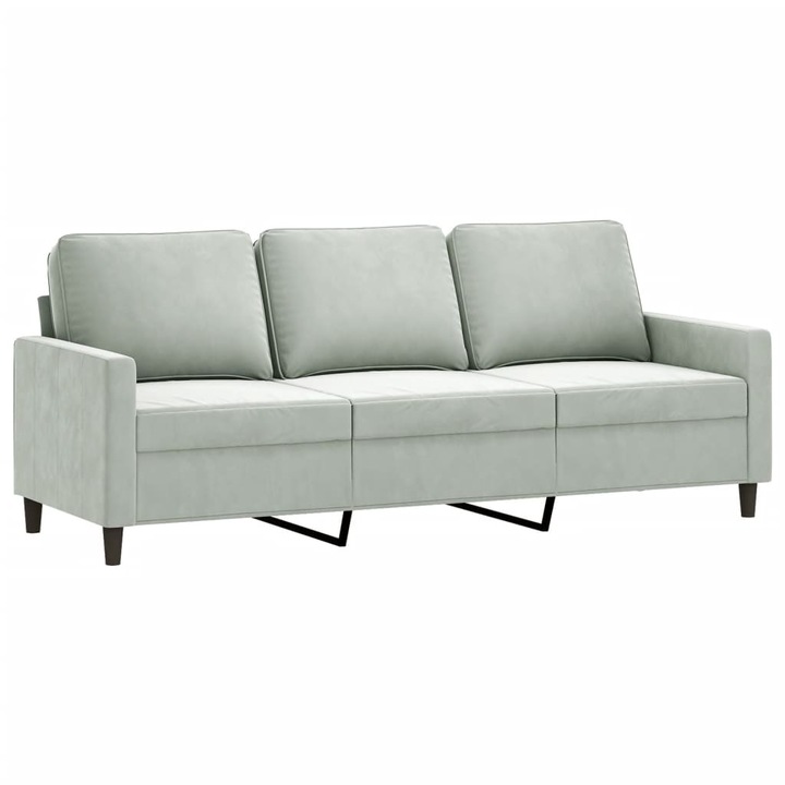 vidaXL 3 személyes világosszürke bársony kanapé 180 cm359209