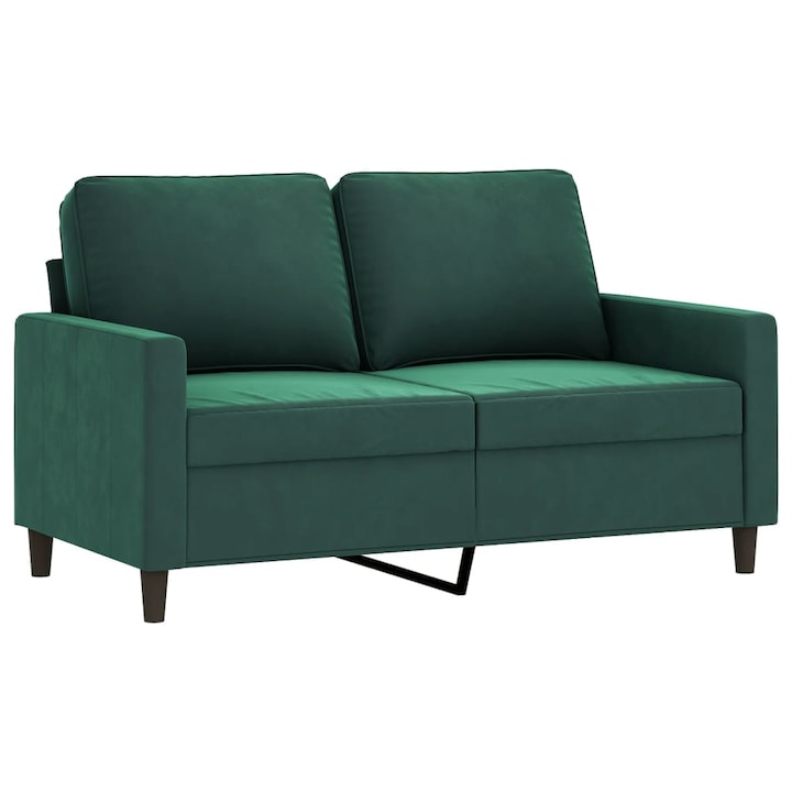 2-местен диван vidaXL, Тъмнозелен, 120 см, Кадифе, 18.45 kg