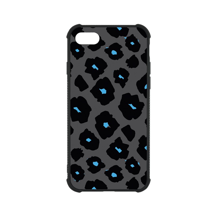 BestCase MaxSafe Glassy telefontok, Apple iPhone SE 3 / SE 2 / 8 / 7, Blue Leopard Pattern, HD színek, Anti Shock megerõsített sarkok, Kamera Védelem, G 1039